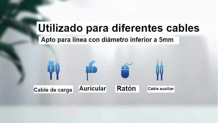 Organizador de cables, enrollador de cable USB de silicona, clips flexibles para gestión de cables para mouse, auriculares, soporte de cable para auriculares