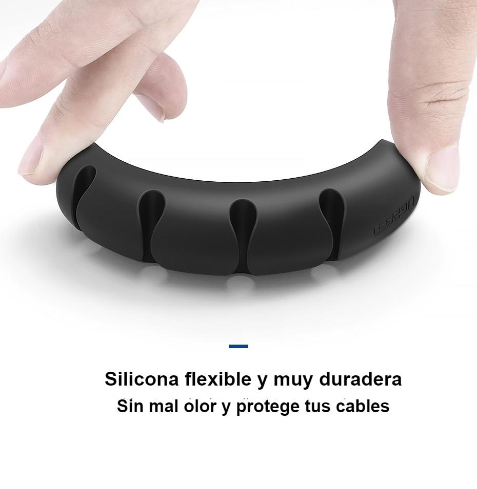Organizador de cables, enrollador de cable USB de silicona, clips flexibles para gestión de cables para mouse, auriculares, soporte de cable para auriculares