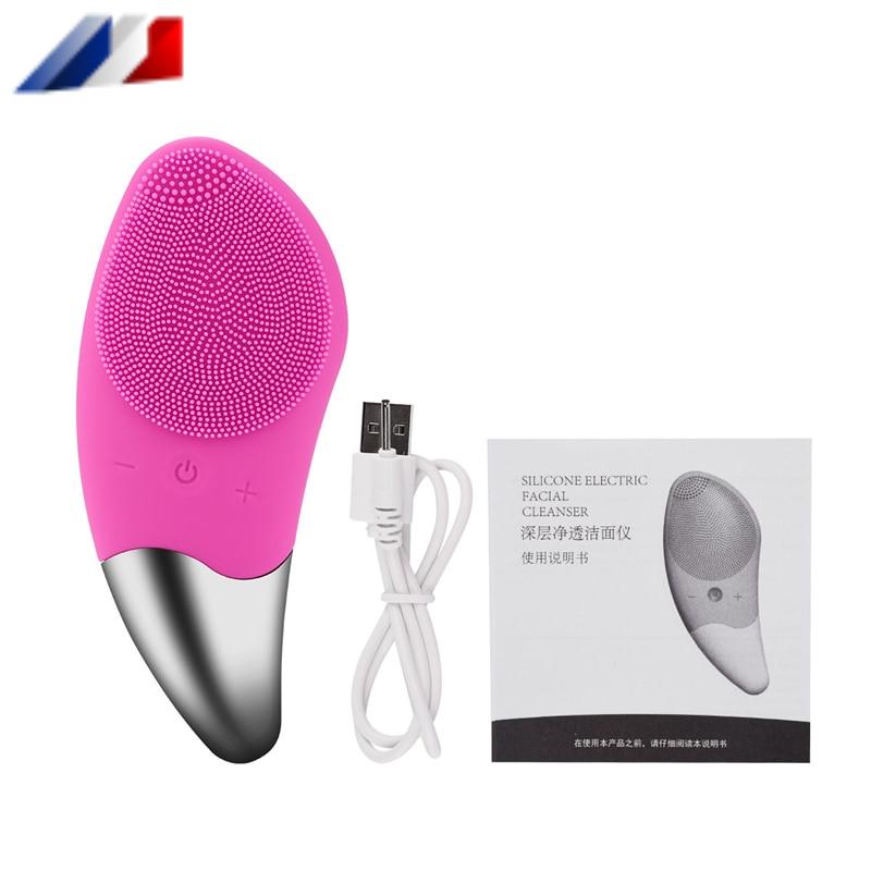 Cepillo de limpieza facial de silicona eléctrico ergonómico