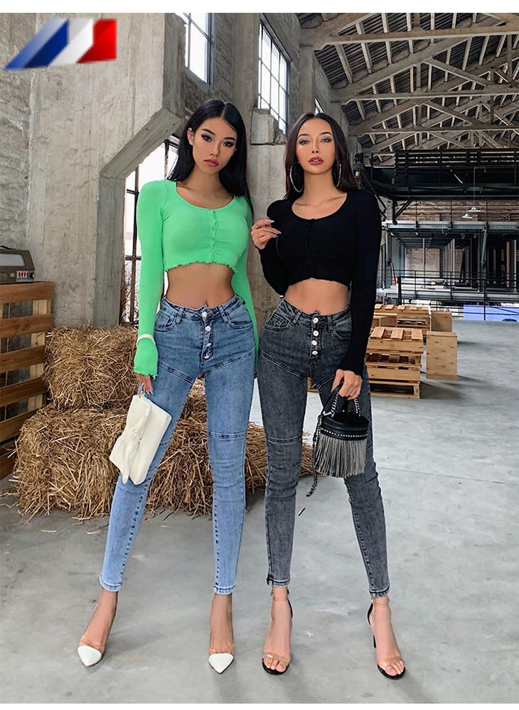 Jeans ajustados de cintura alta para mujer