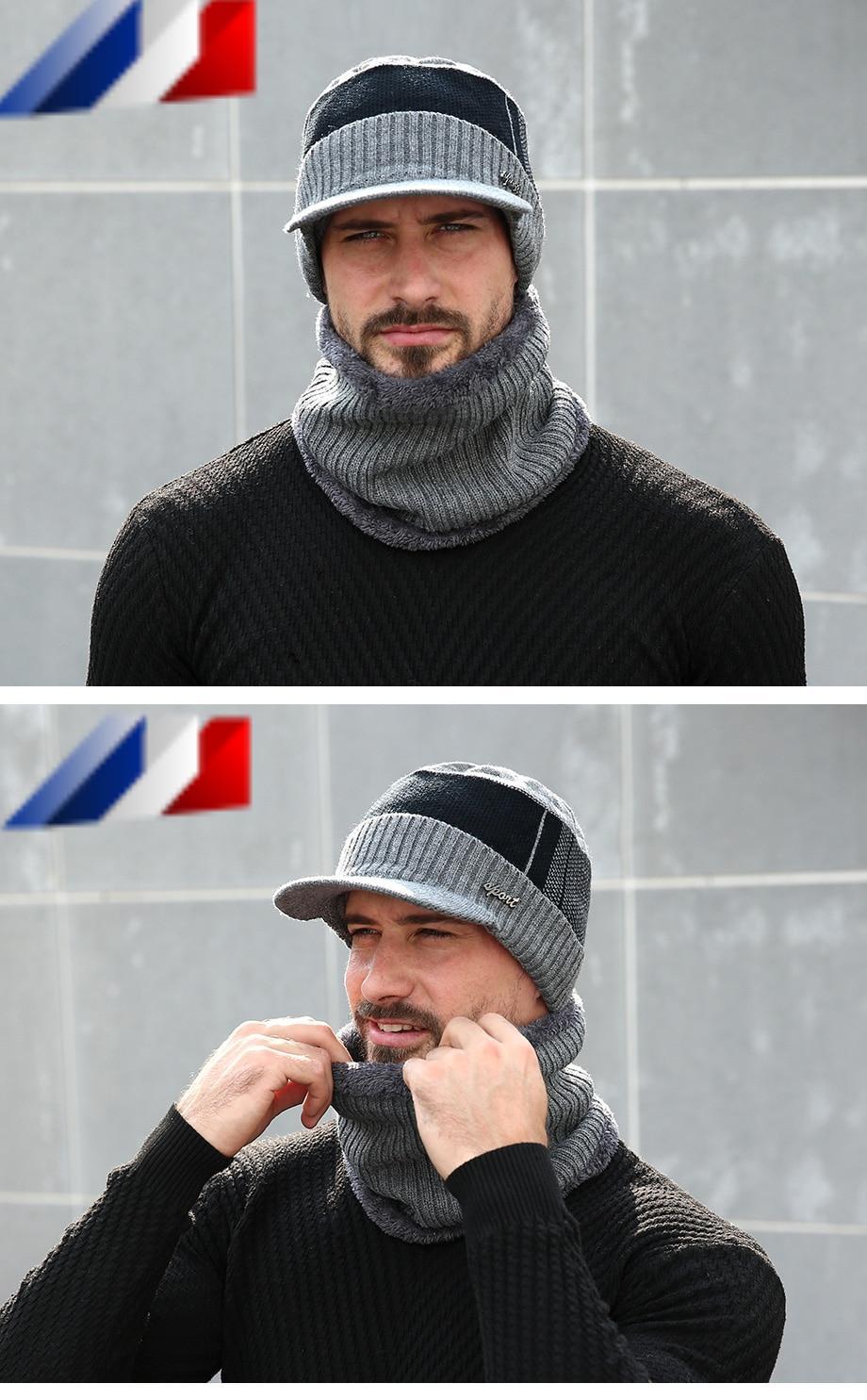 Set de gorra y cuello de invierno para hombre
