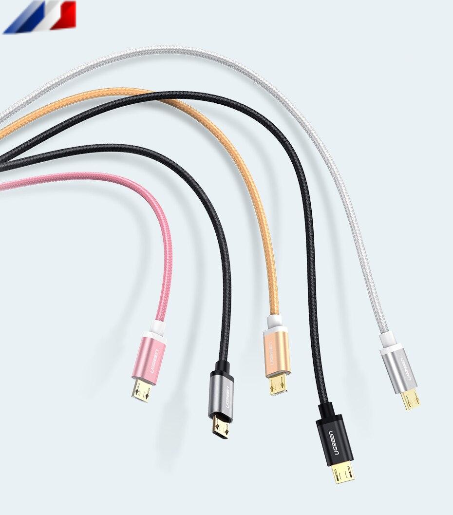 Cable micro USB trenzado colorido